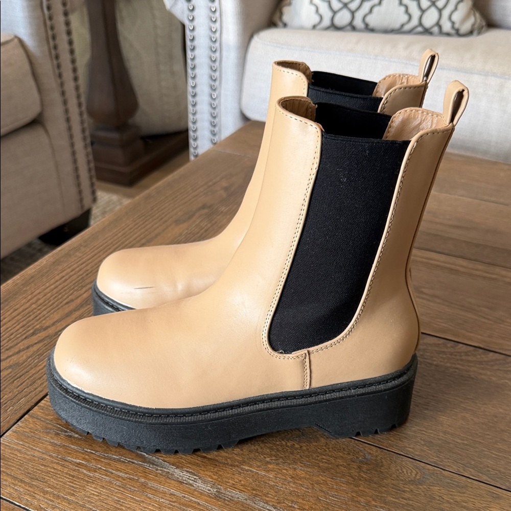 MIA Beige and Black Winter Boots